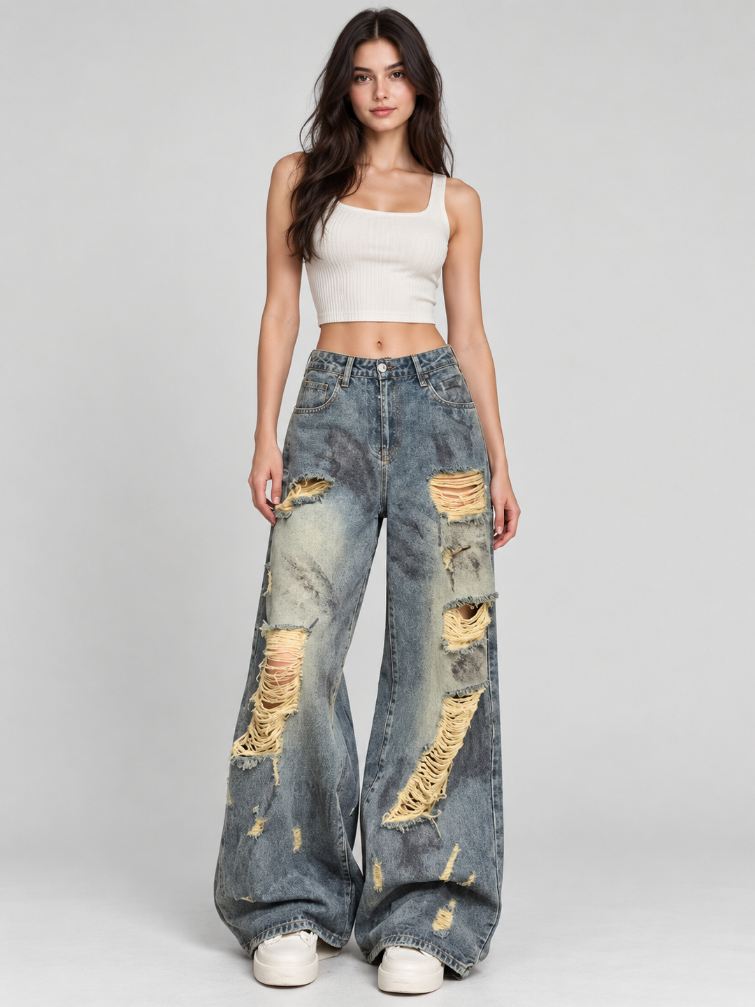 Blue Mid Rise Relaxed Jeans