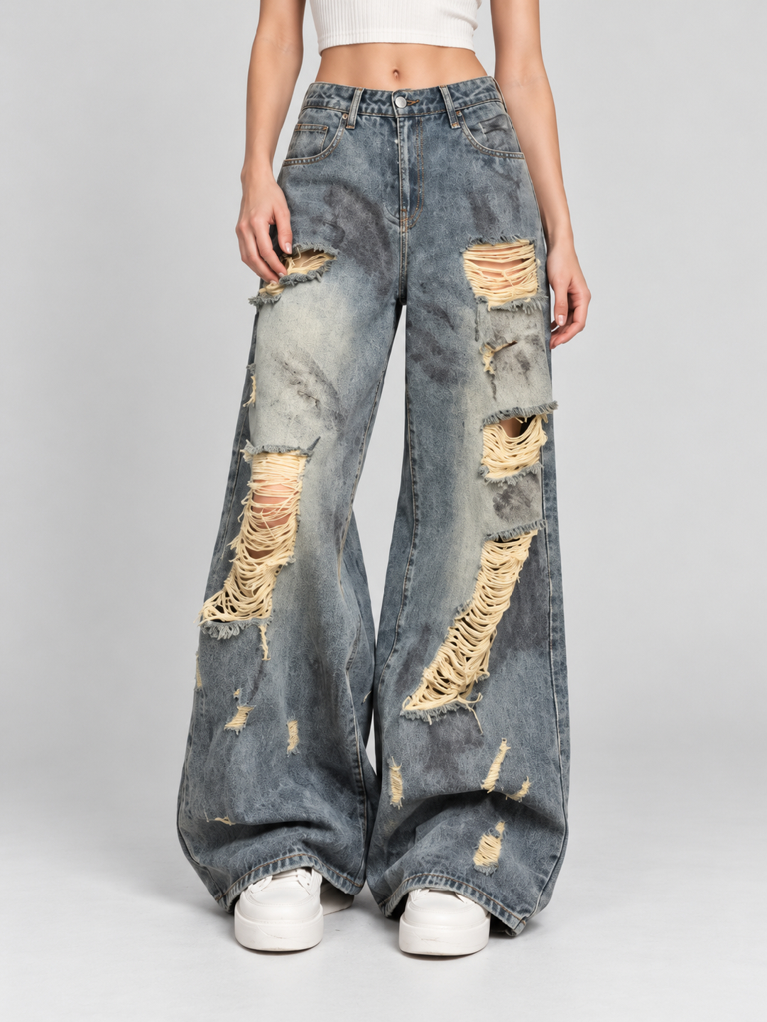 Blue Mid Rise Relaxed Jeans