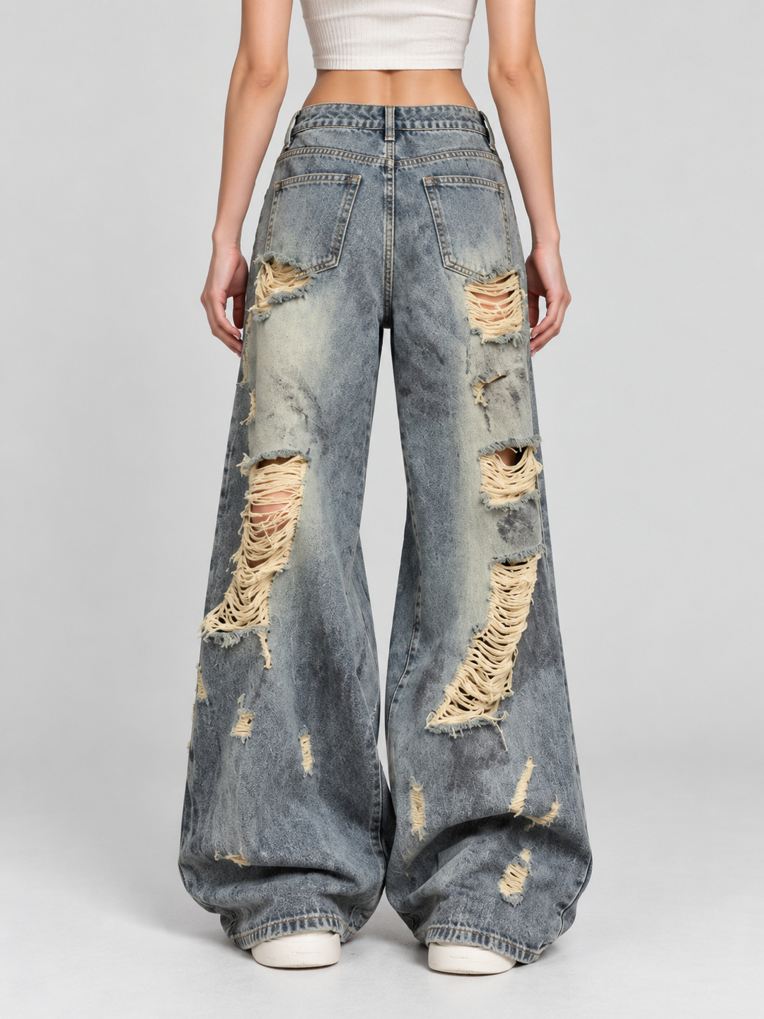 Blue Mid Rise Relaxed Jeans