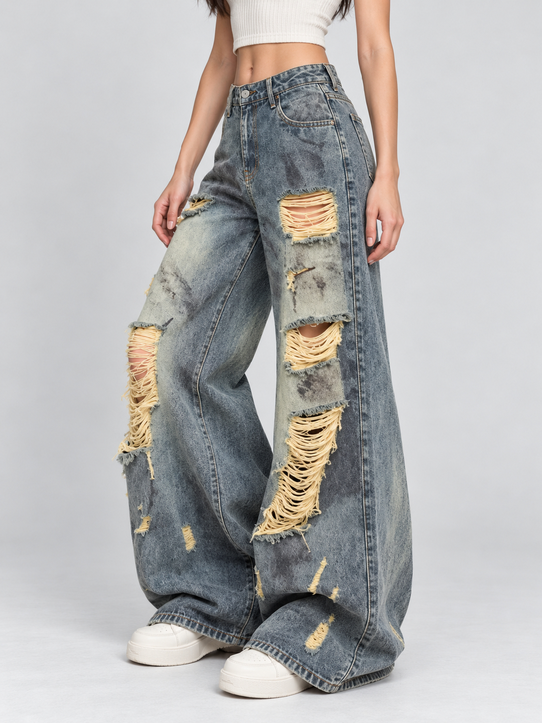 Blue Mid Rise Relaxed Jeans