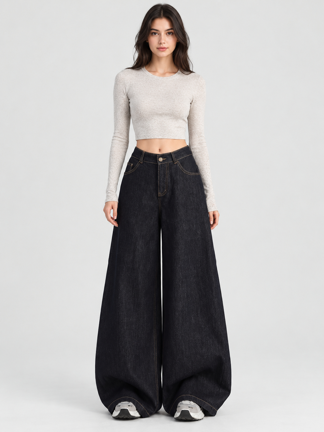 Black Mid Rise Relaxed Jeans