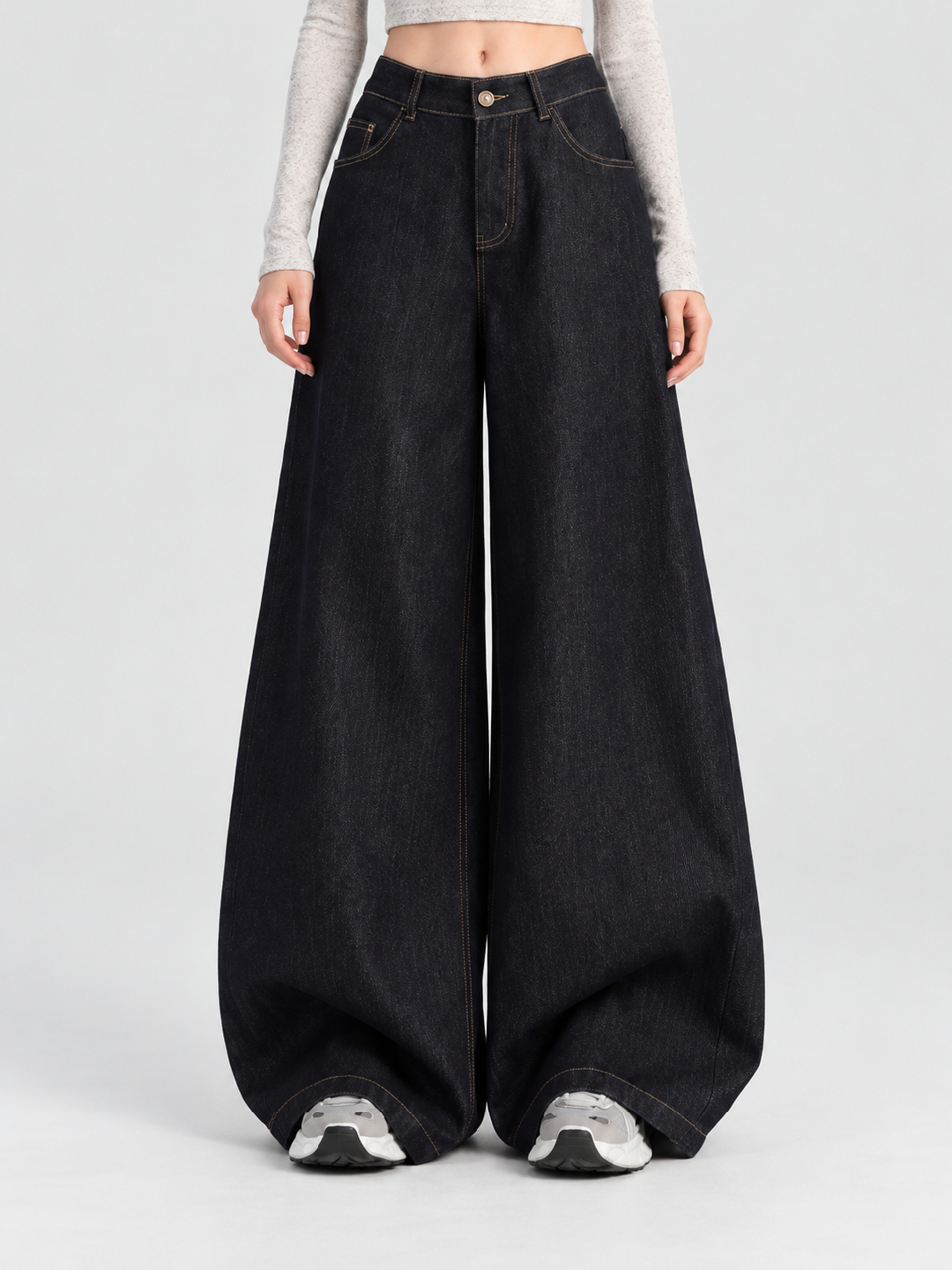 Black Mid Rise Relaxed Jeans