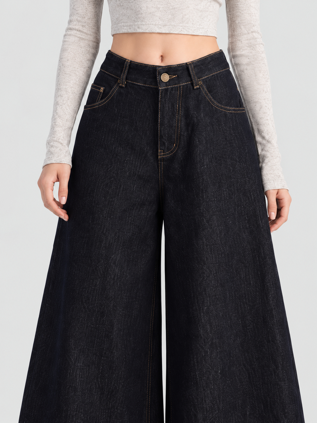 Black Mid Rise Relaxed Jeans
