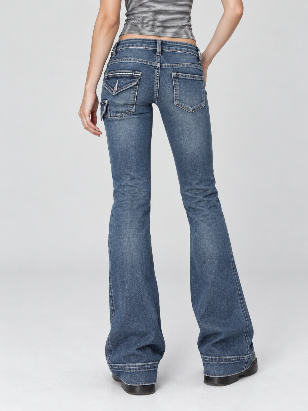 Blue Mid Rise Flare Jeans