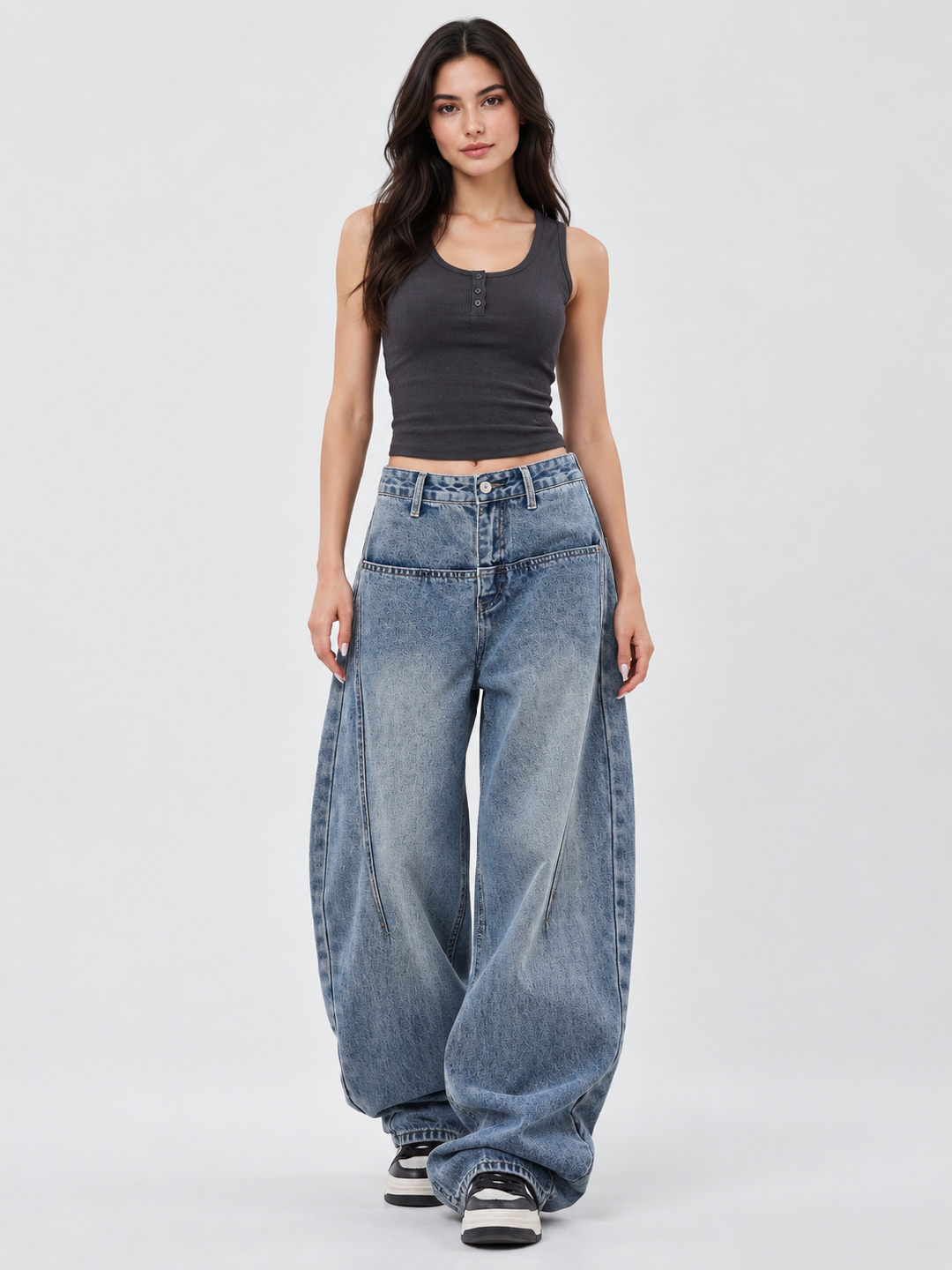 Blue Mid Rise Relaxed Jeans