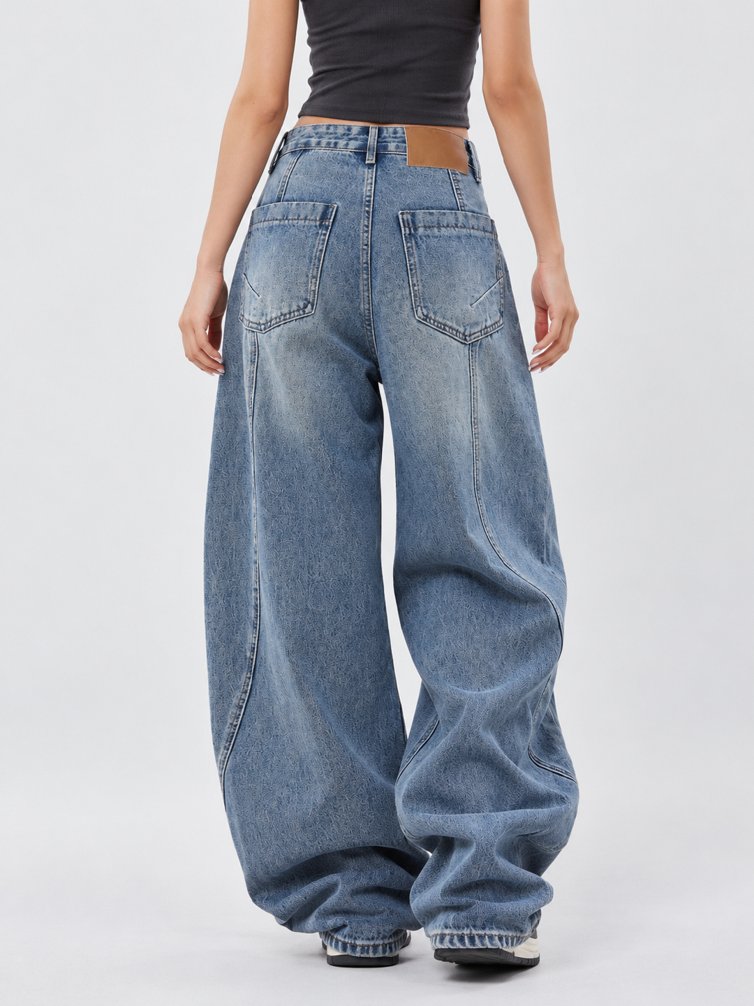 Blue Mid Rise Relaxed Jeans