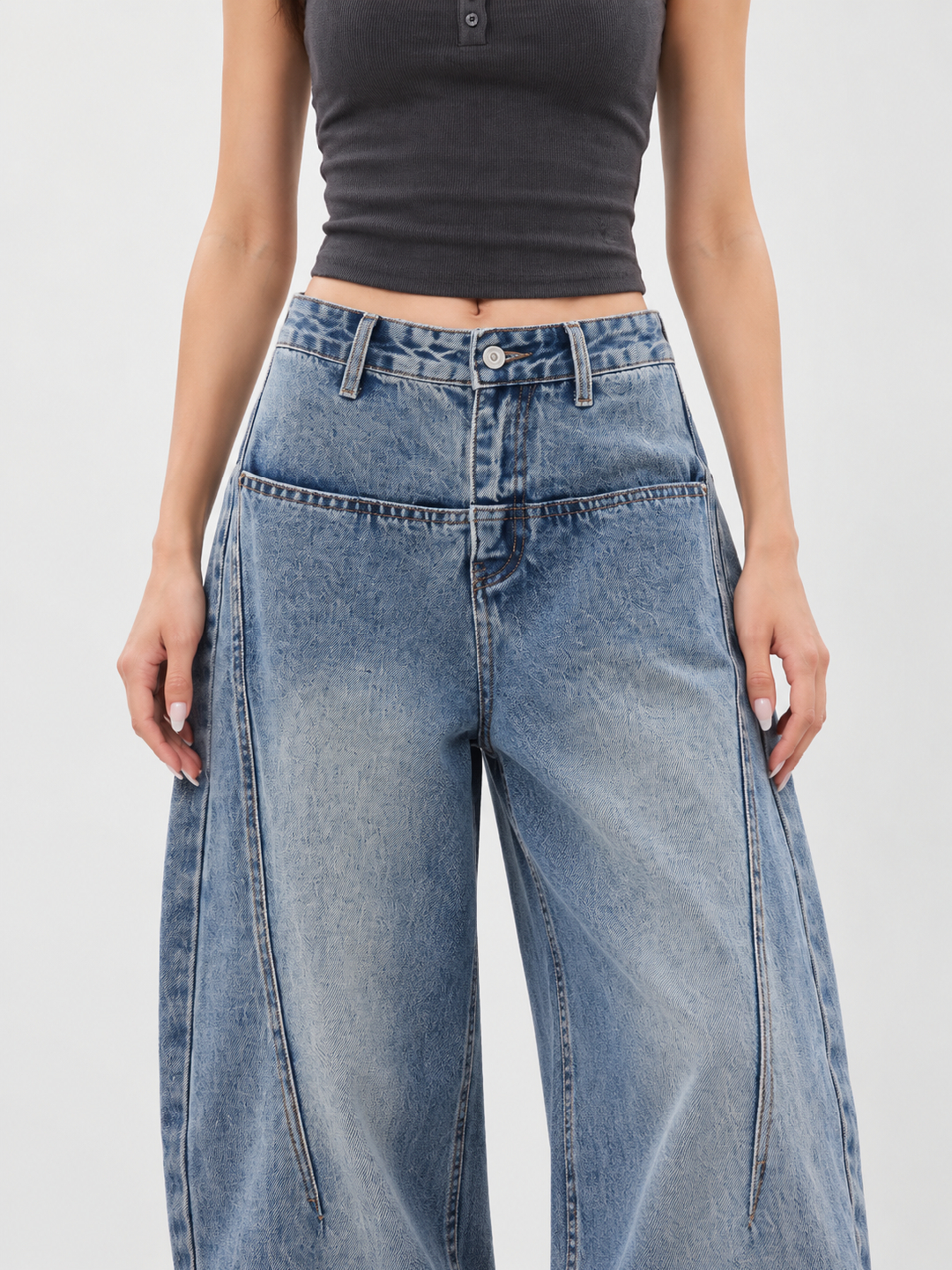 Blue Mid Rise Relaxed Jeans