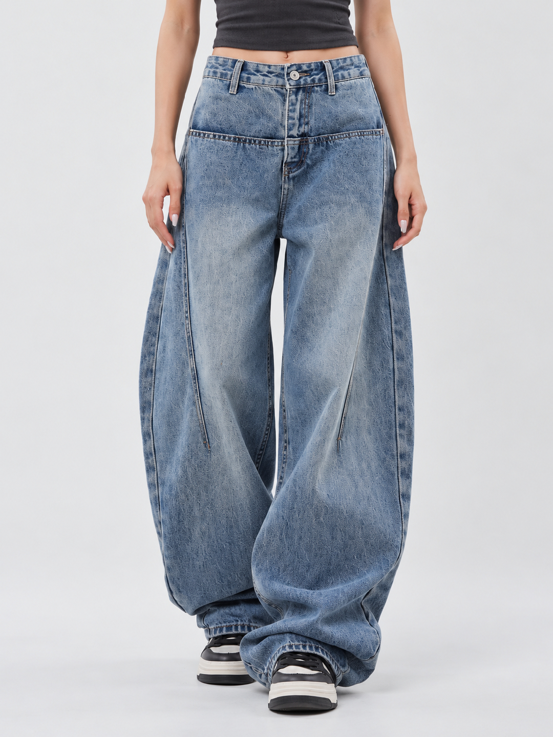 Blue Mid Rise Relaxed Jeans