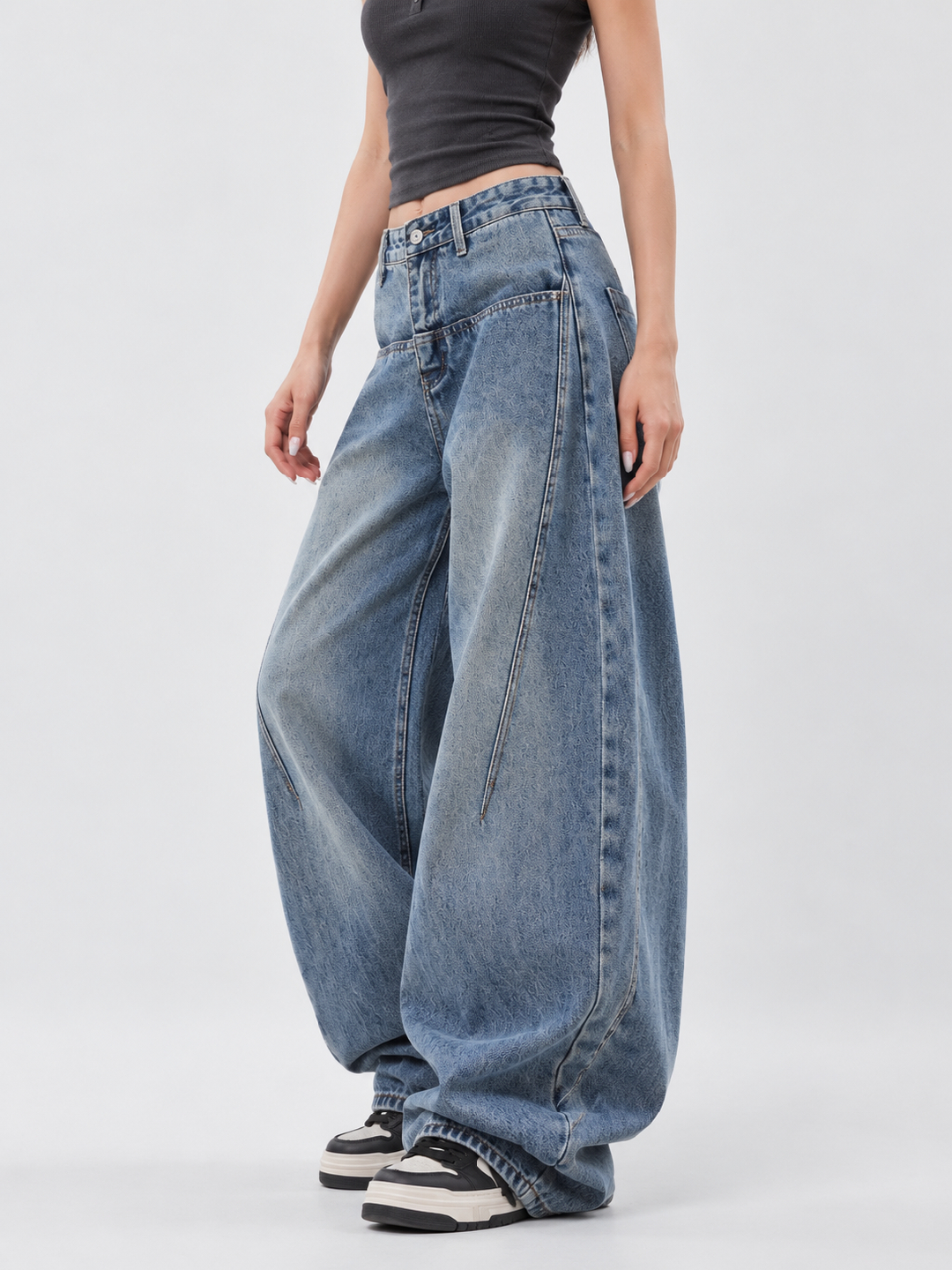 Blue Mid Rise Relaxed Jeans