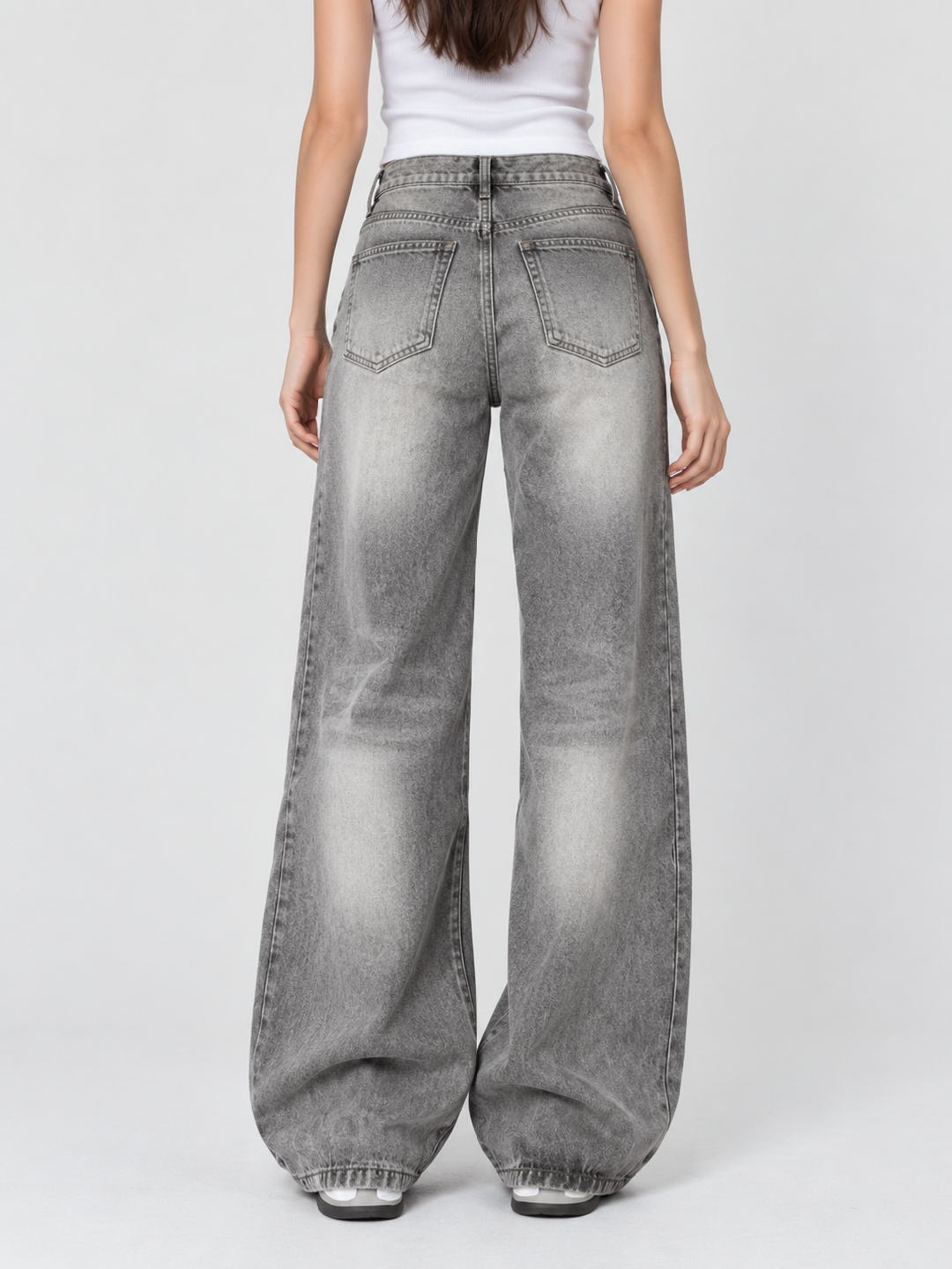 Grey Mid Rise Relaxed Jeans