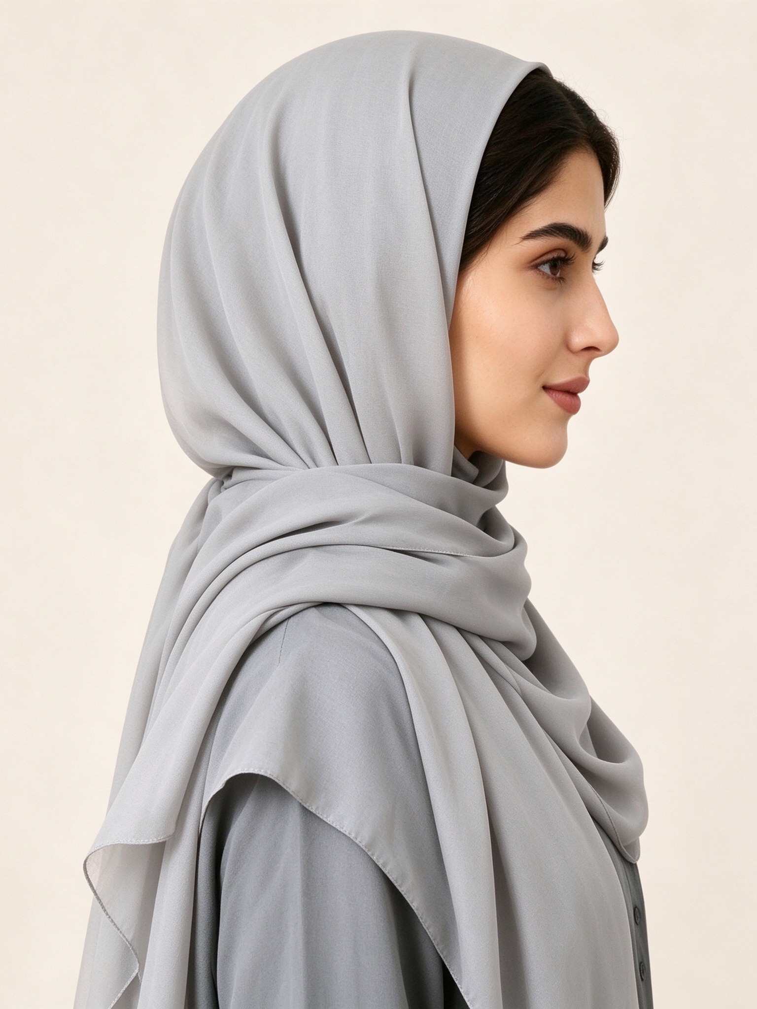Grey Solid Hijab