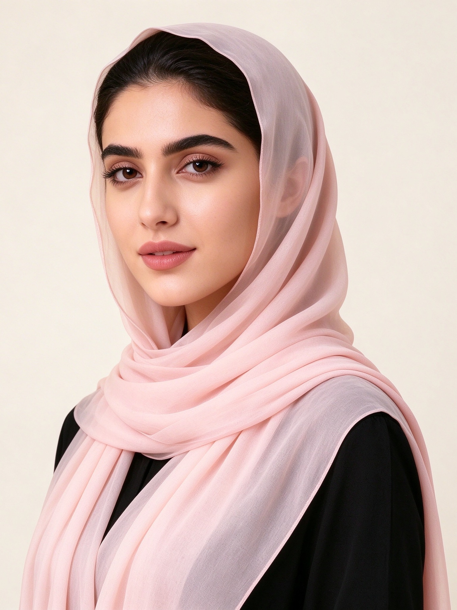 حجاب سادة وردي فاتح