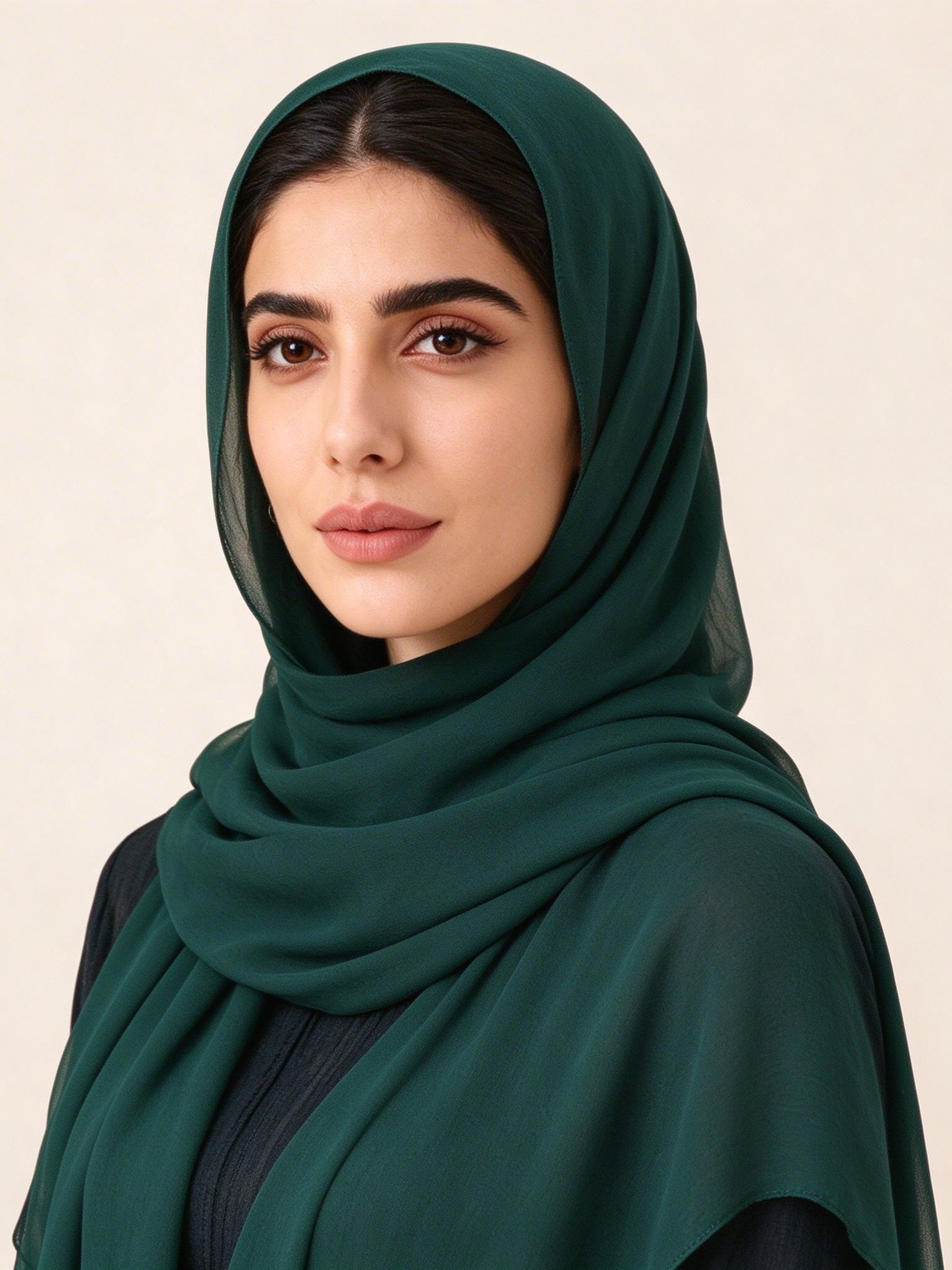 حجاب سادة بلون أخضر داكن