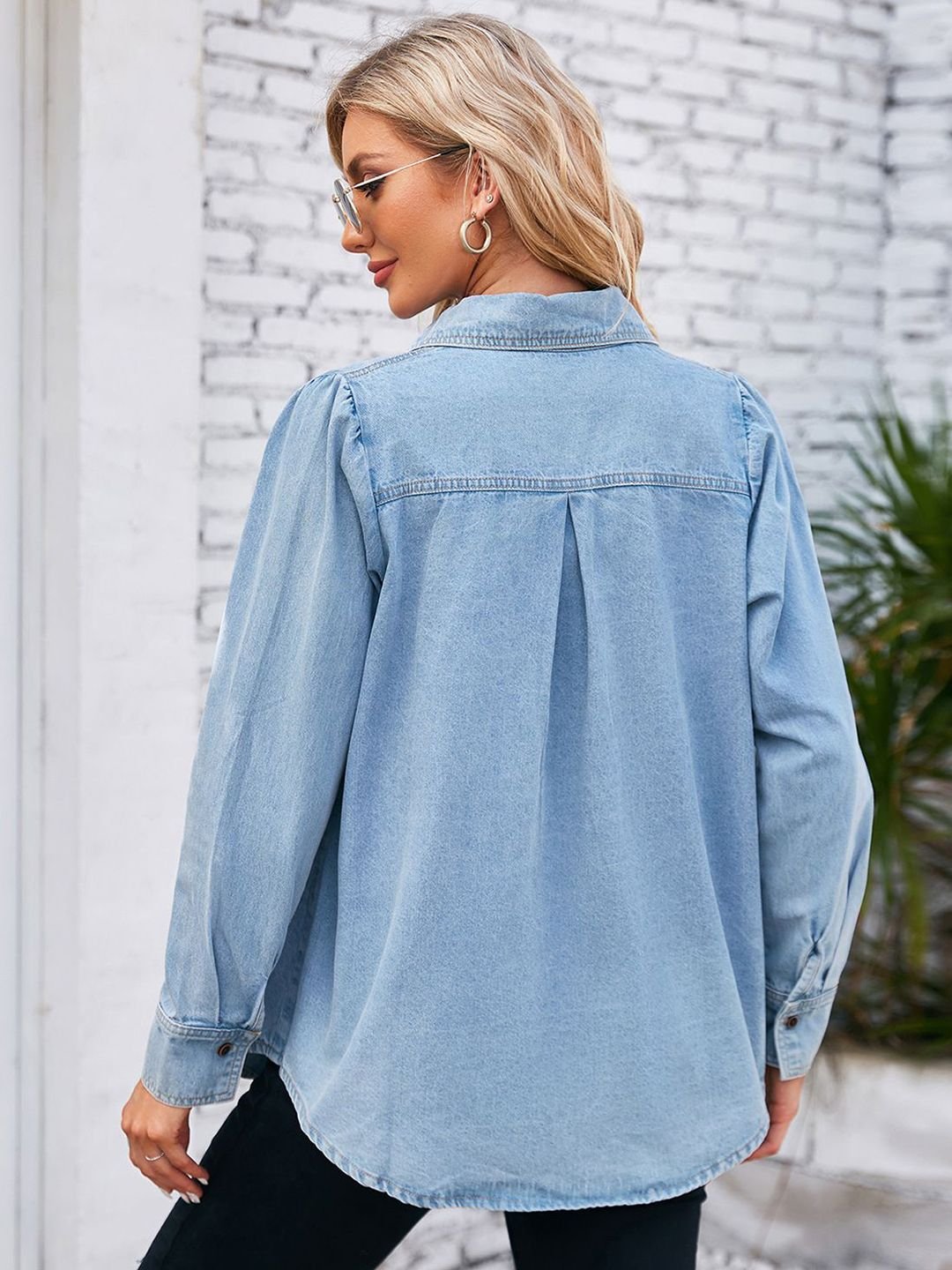 Blue Solid Long Sleeves Regular Shirt