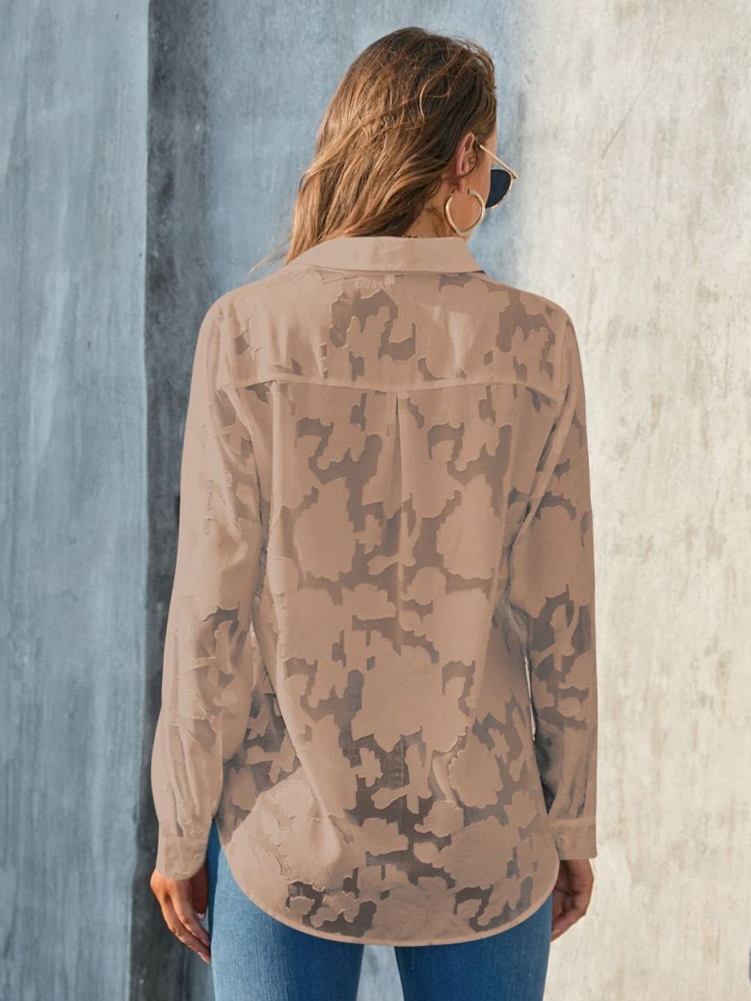 Brown Printed Long Sleeves Regular Shirt