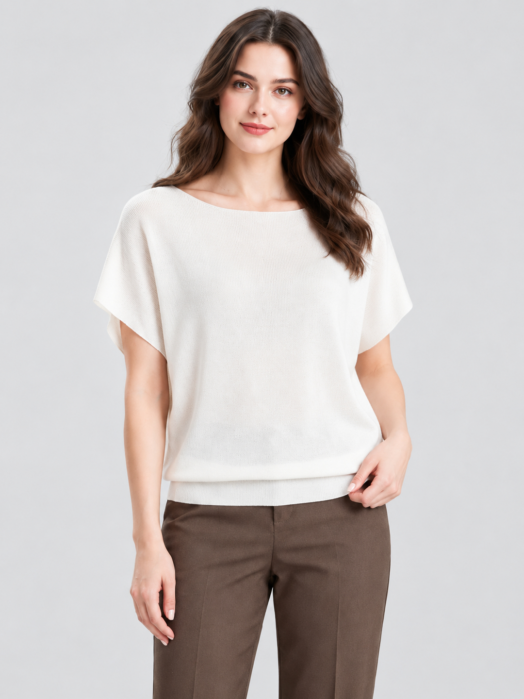 White Solid Boat Neck Regular T-Shirt
