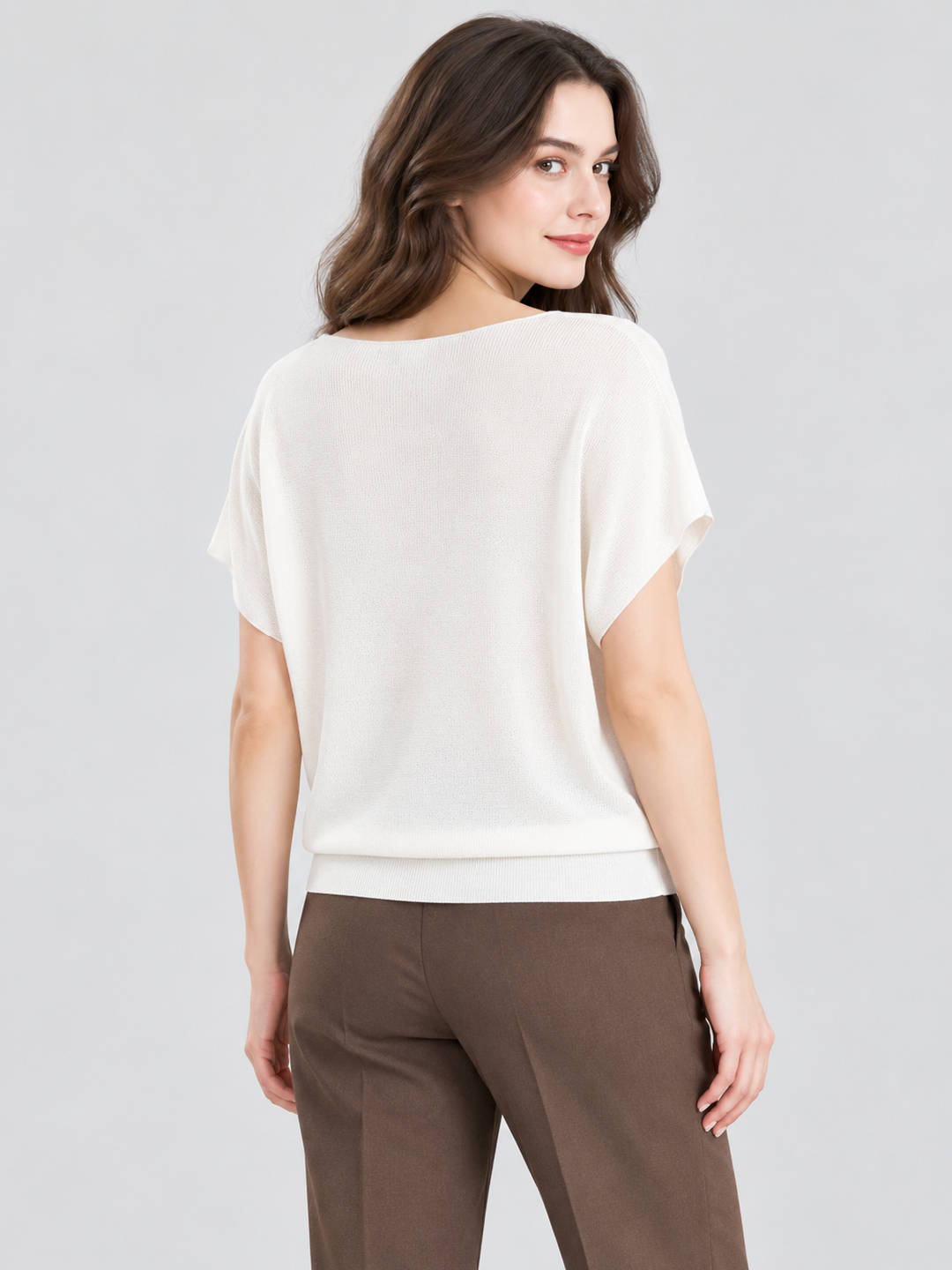 White Solid Boat Neck Regular T-Shirt