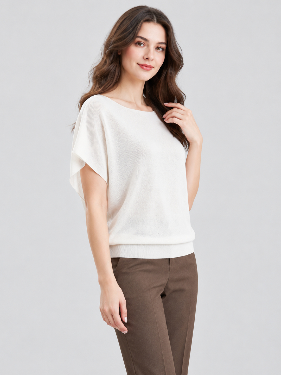 White Solid Boat Neck Regular T-Shirt