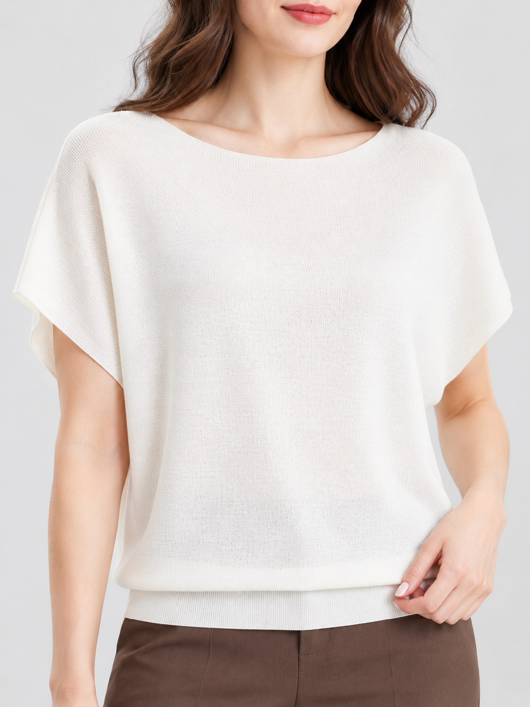 White Solid Boat Neck Regular T-Shirt