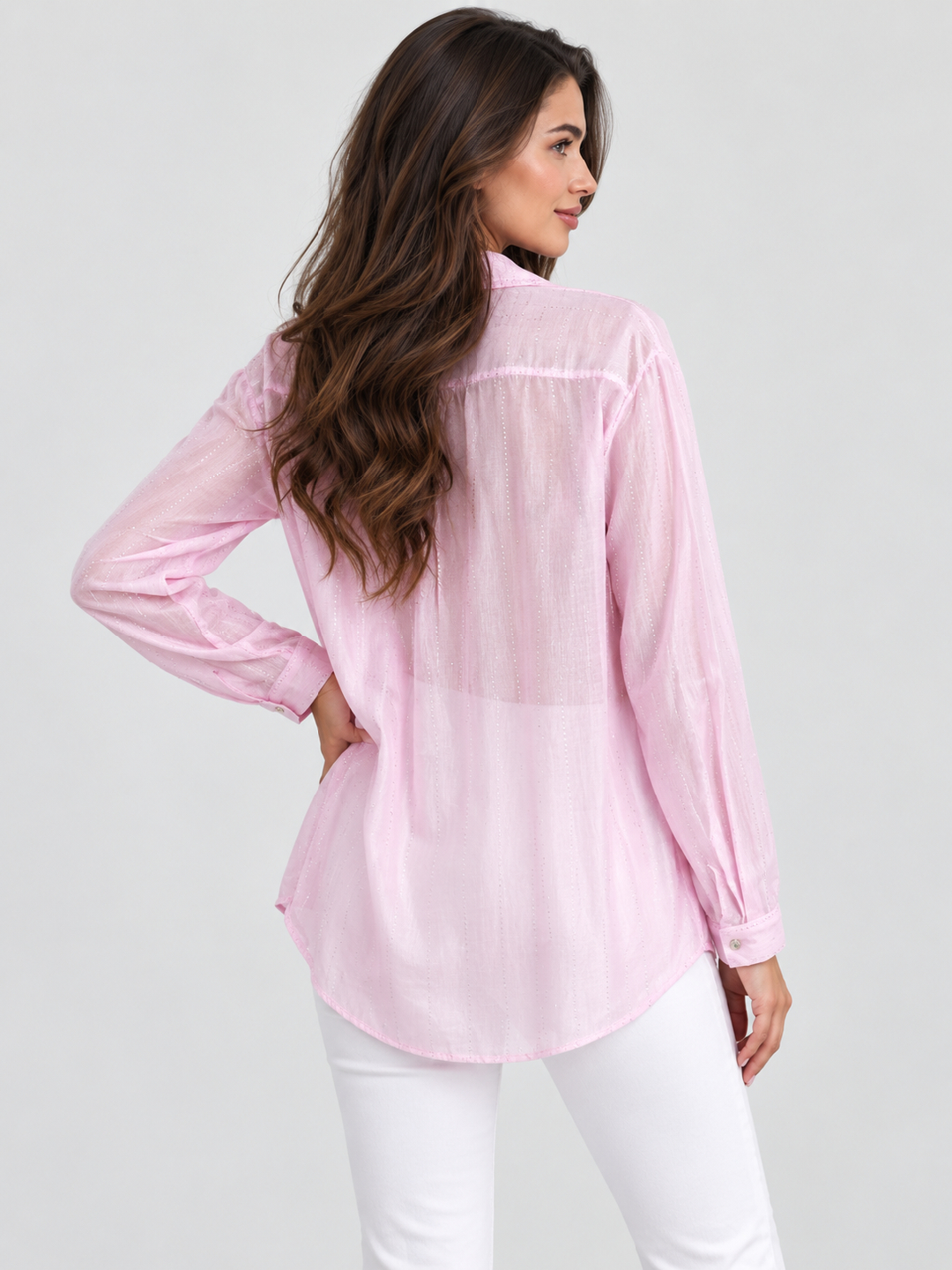 Pink Striped Long Sleeves Regular Shirt