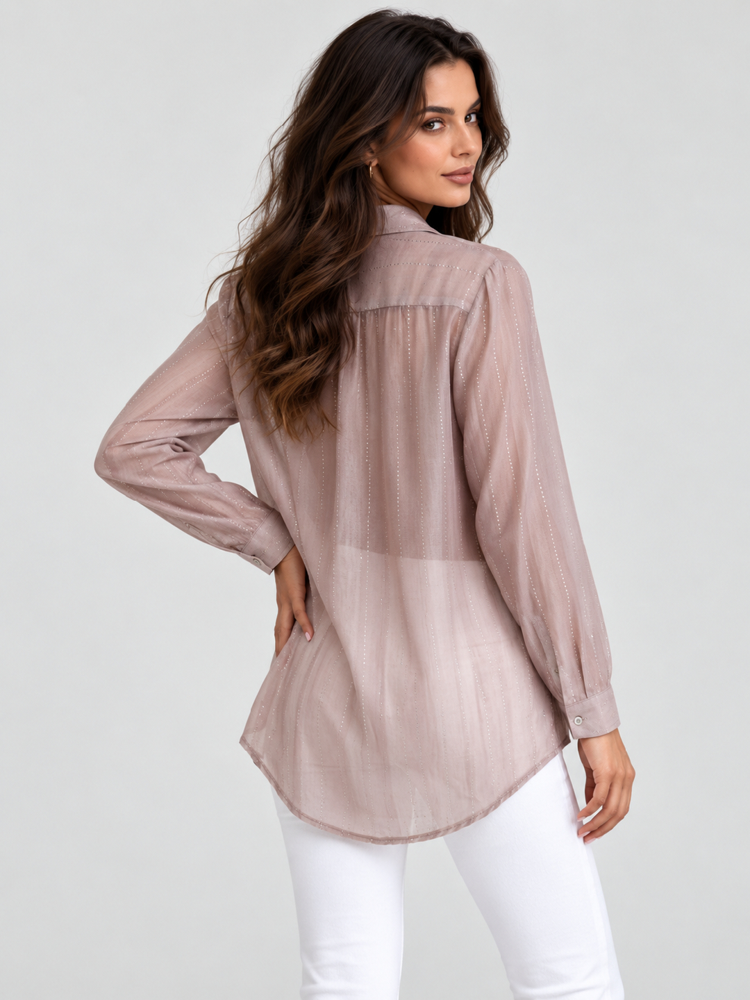 Pink Striped Long Sleeves Regular Shirt