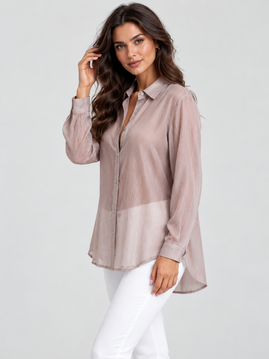 Pink Striped Long Sleeves Regular Shirt