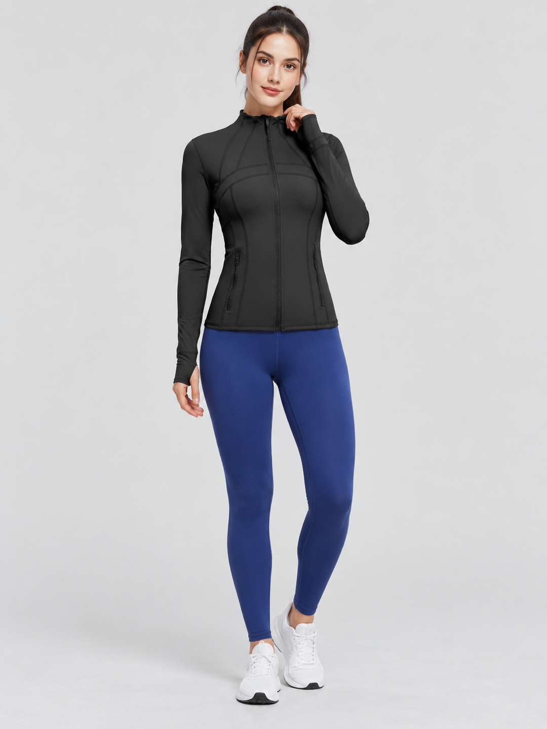 Black Solid Regular Jacket with Long Sleeves