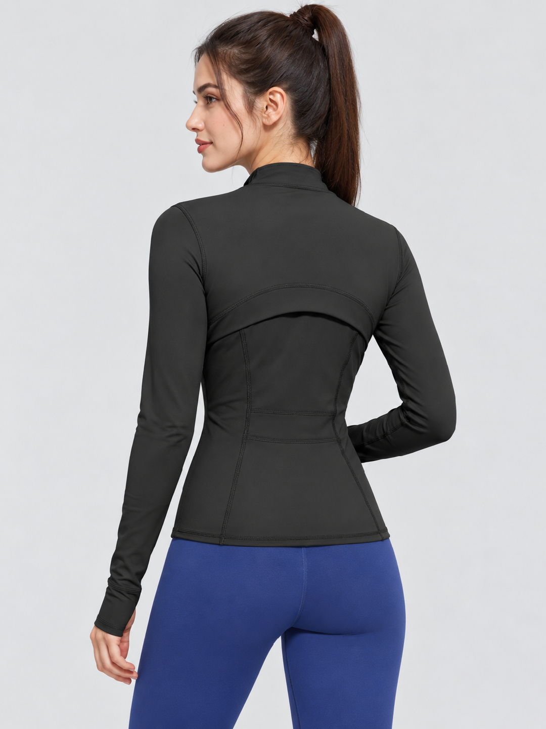 Black Solid Regular Jacket with Long Sleeves