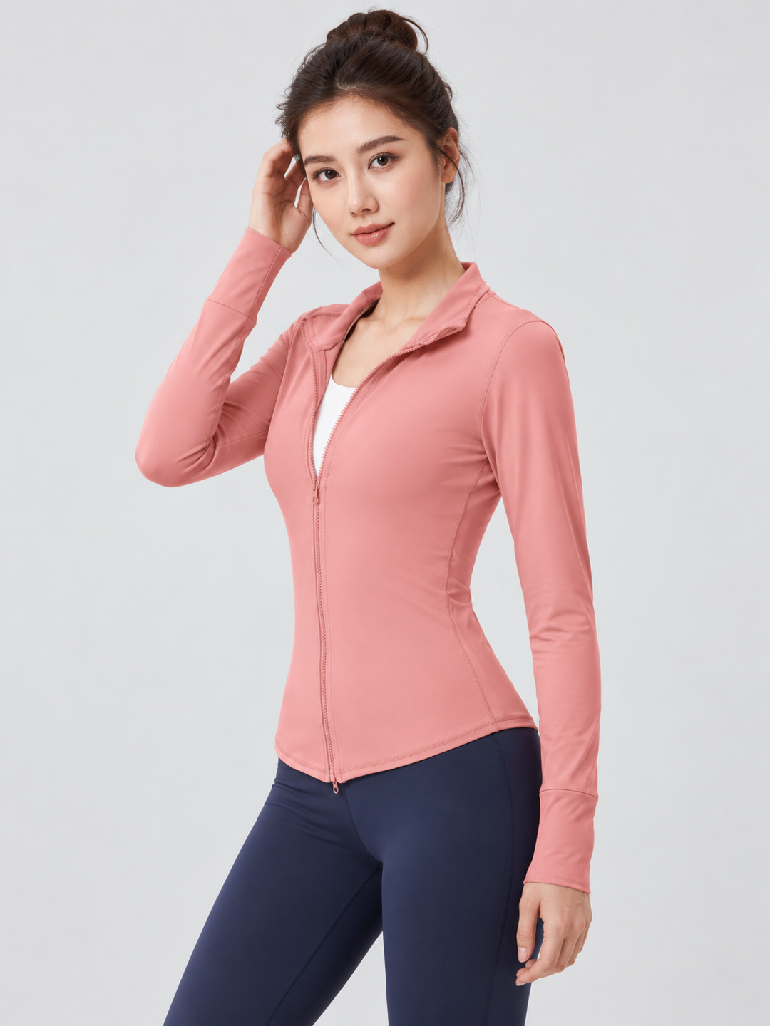 Pink Solid Regular Jacket with Long Sleeves