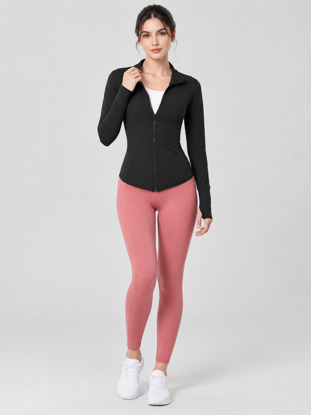 Black Solid Regular Jacket with Long Sleeves