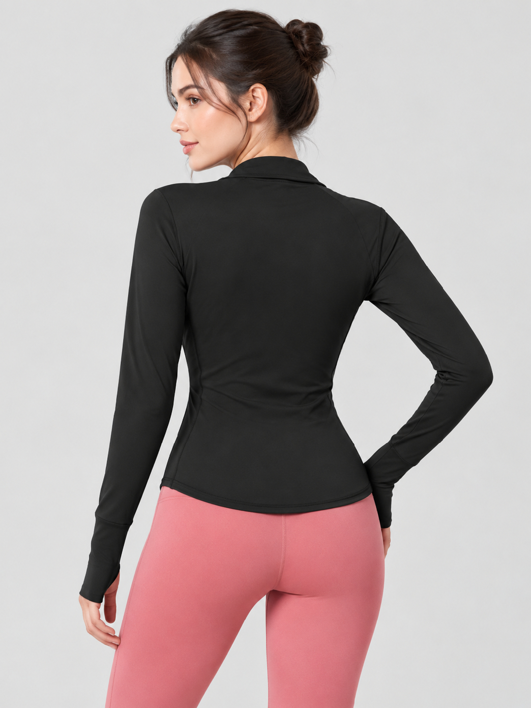 Black Solid Regular Jacket with Long Sleeves