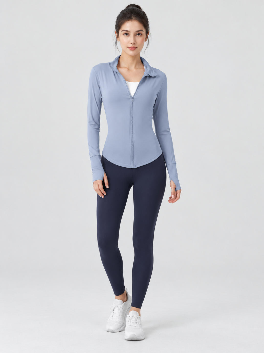 Blue Solid Regular Jacket with Long Sleeves