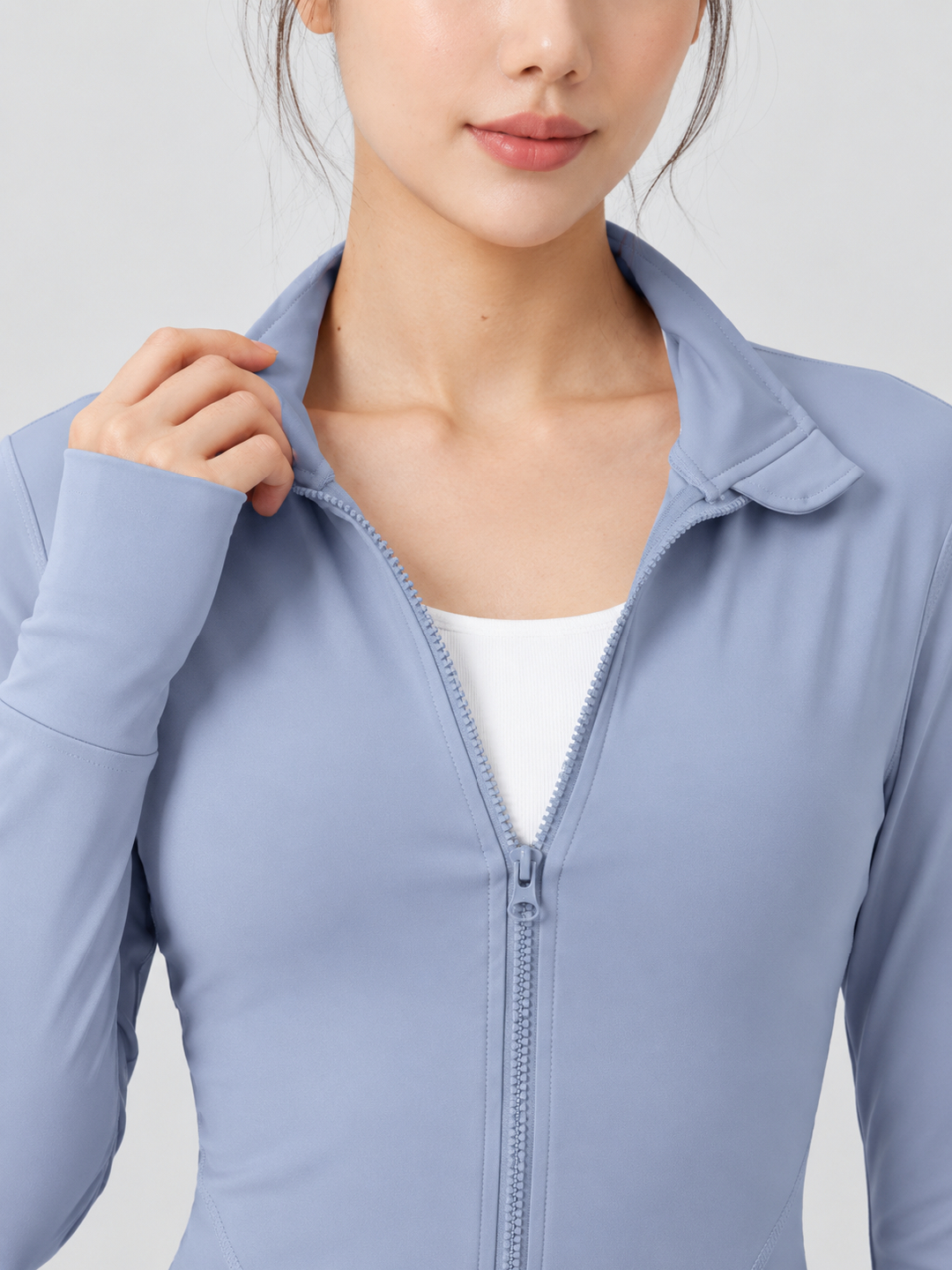 Blue Solid Regular Jacket with Long Sleeves