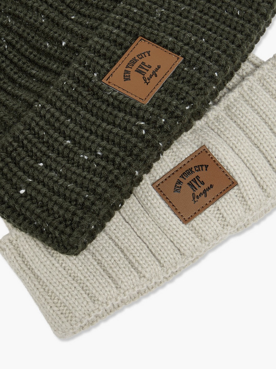 Set of 2 - Men Beanie Turn-Up Hem