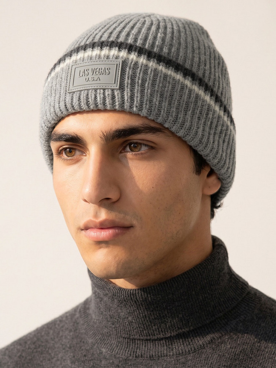 Set of 2 - Men Beanie with Turn-Up Hem
