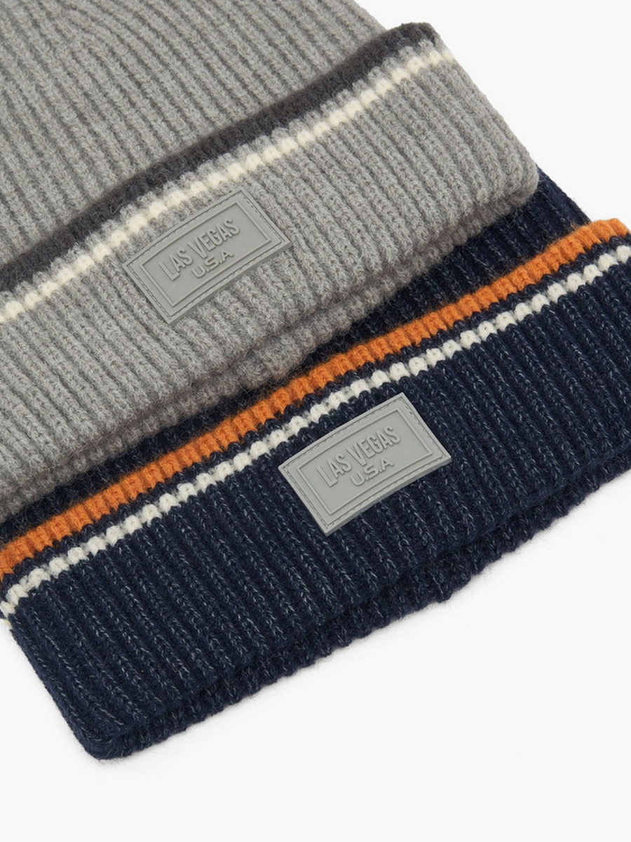 Set of 2 - Men Beanie with Turn-Up Hem