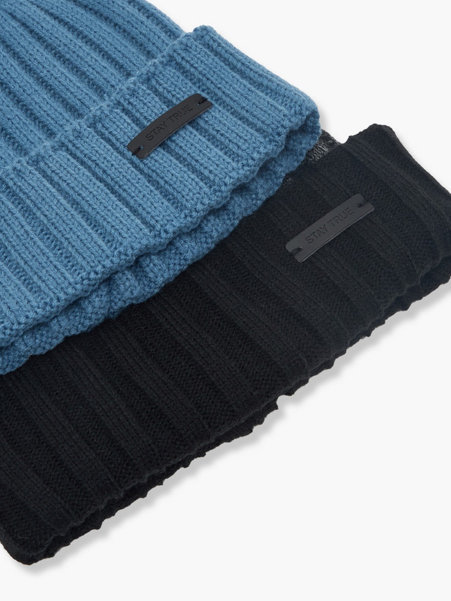 Set of 2 - Men Beanie with Turn-Up Hem