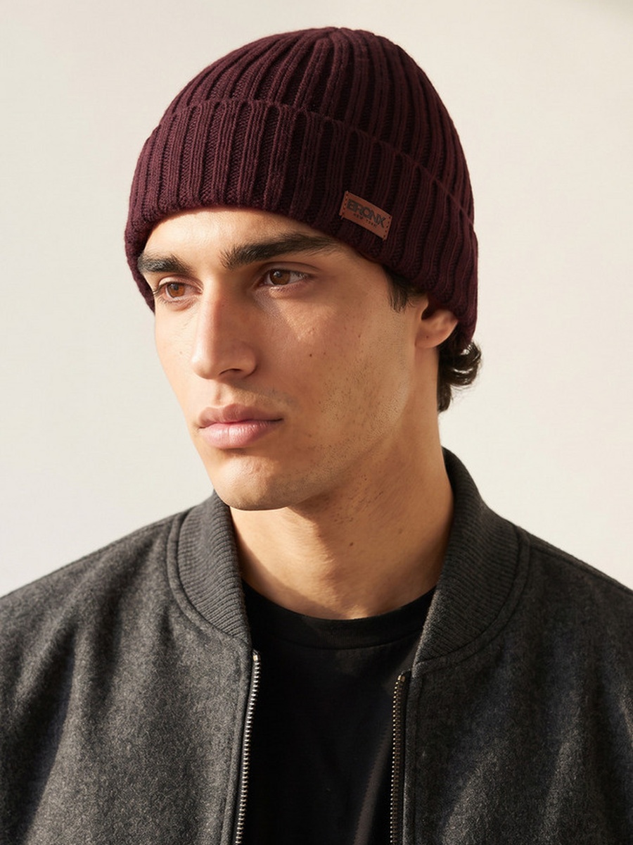Set of 2 - Men Beanie with Turn-Up Hem