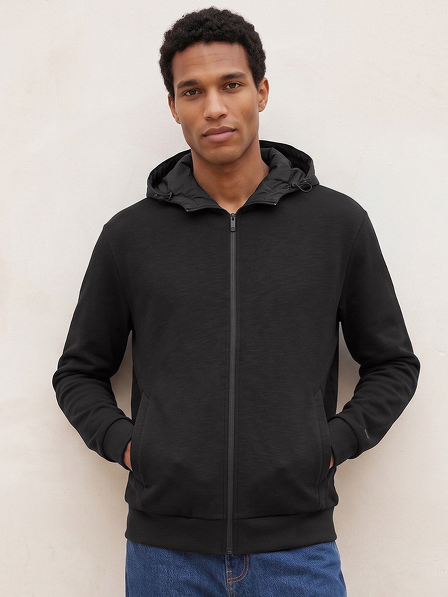 Zip Through Hoodie with 2-Way Stretch
