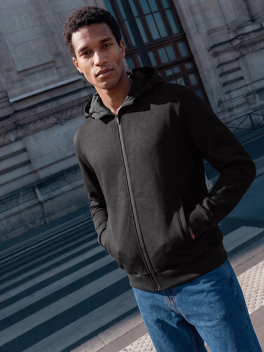 Zip Through Hoodie with 2-Way Stretch
