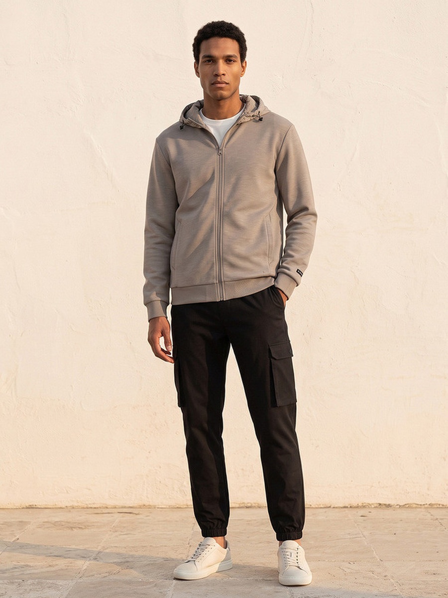 Zip Through Hoodie with 2-Way Stretch