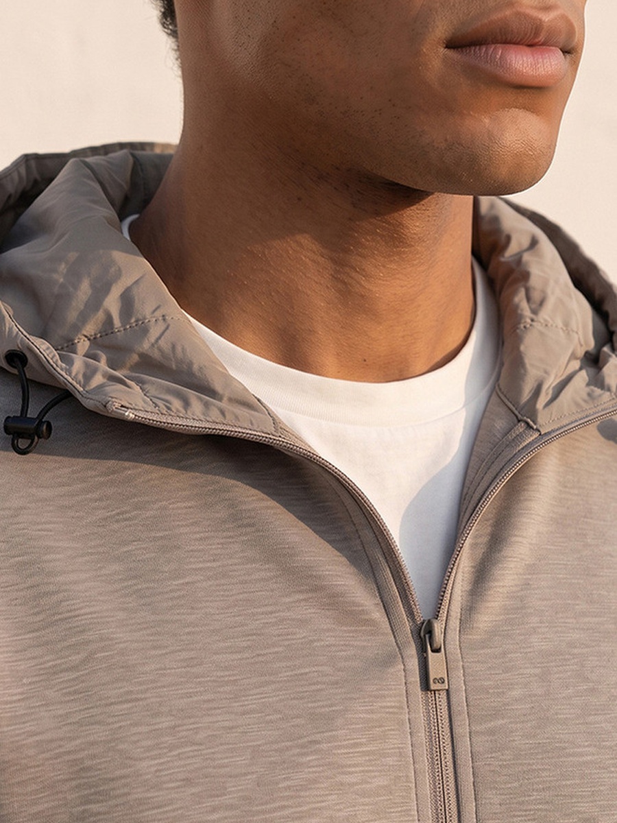 Zip Through Hoodie with 2-Way Stretch