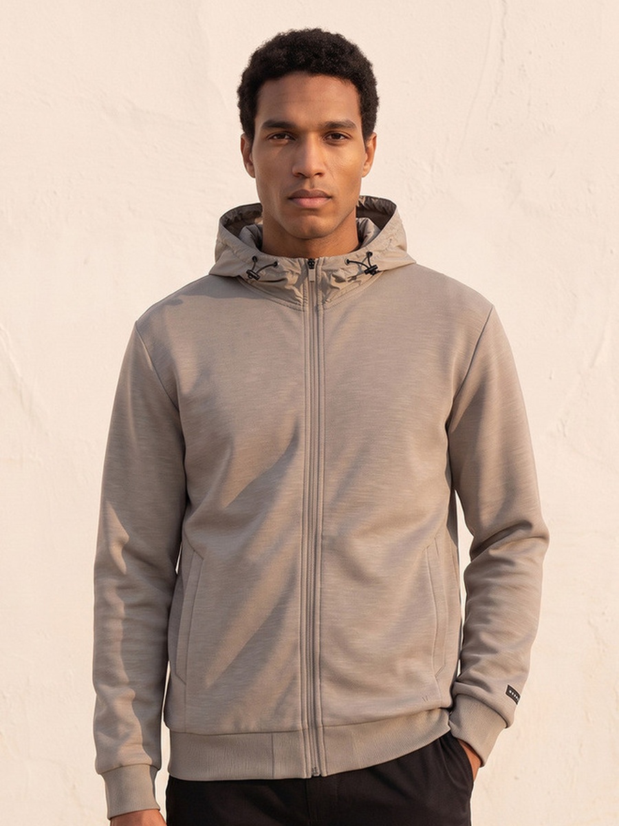 Zip Through Hoodie with 2-Way Stretch