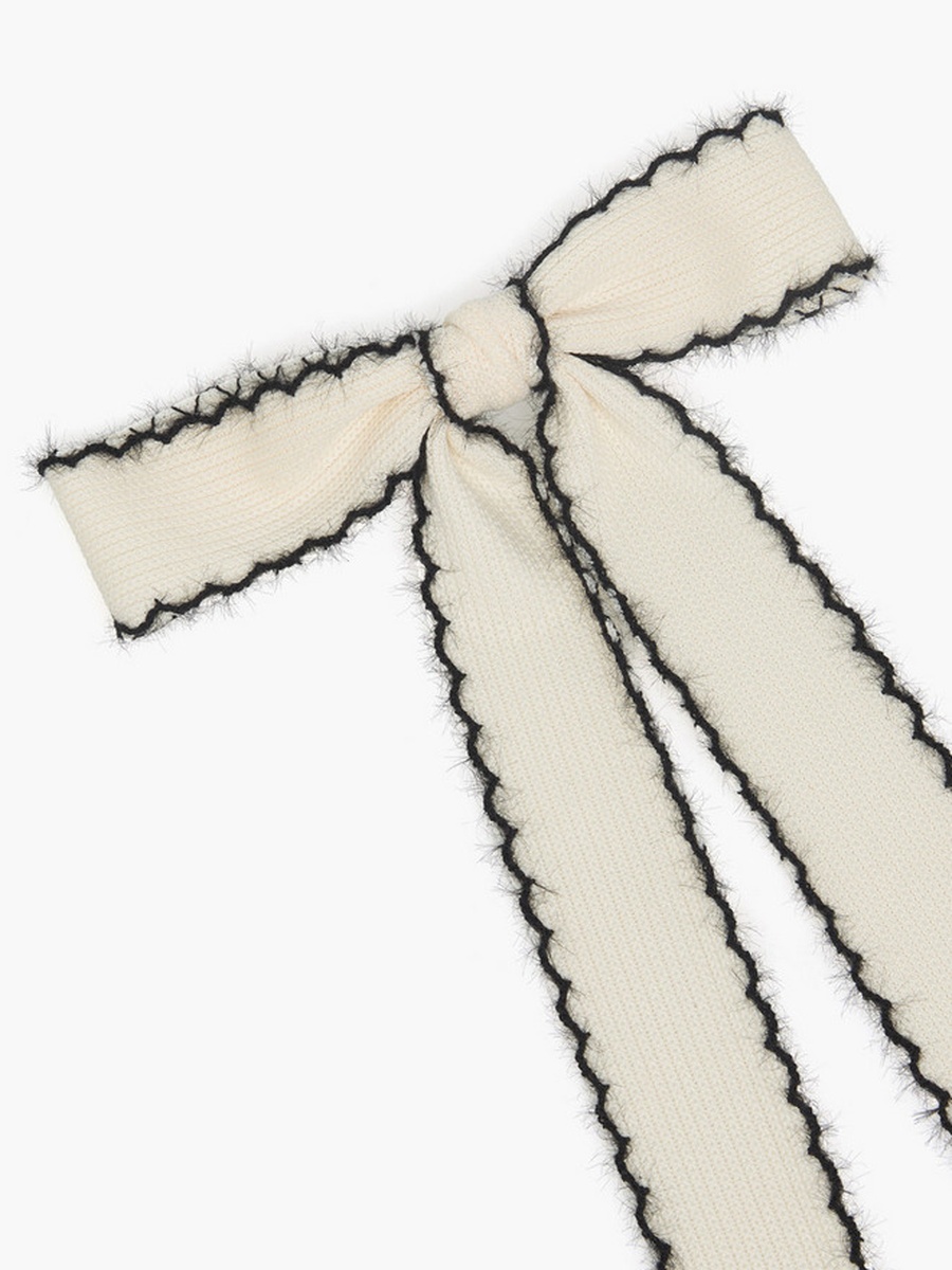 Bow Barrette Hair Clip with Stitch Detail
