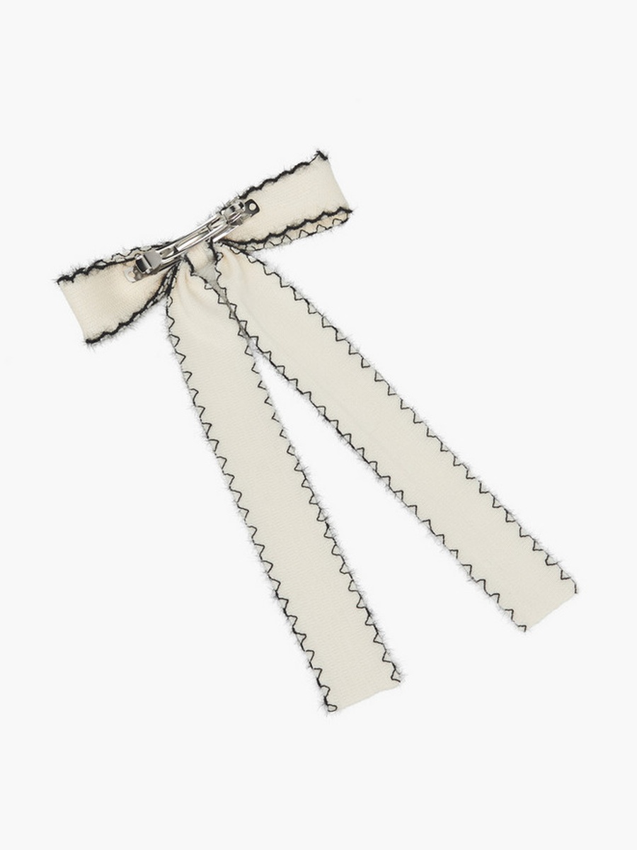 Bow Barrette Hair Clip with Stitch Detail