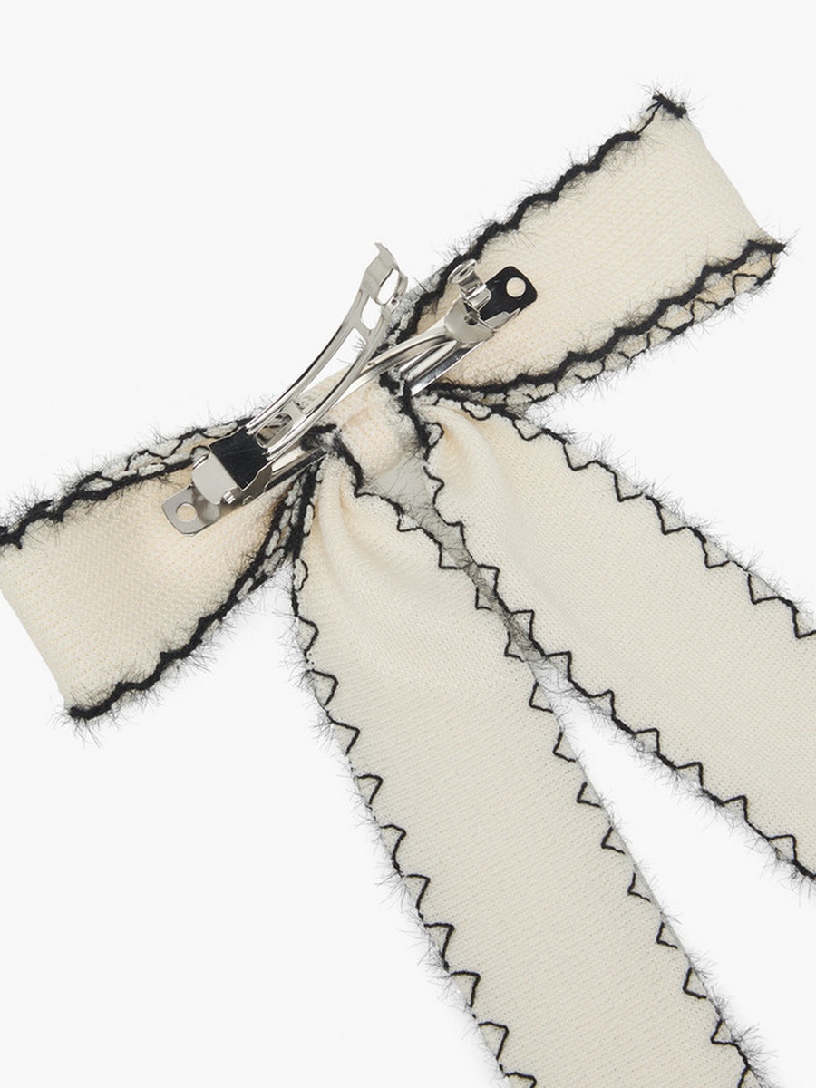 Bow Barrette Hair Clip with Stitch Detail