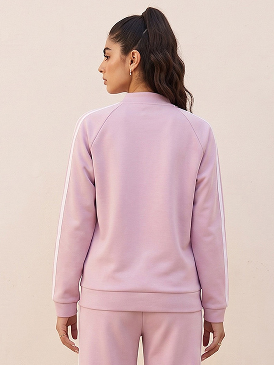 Striped Bomber Jacket with Zip Closure