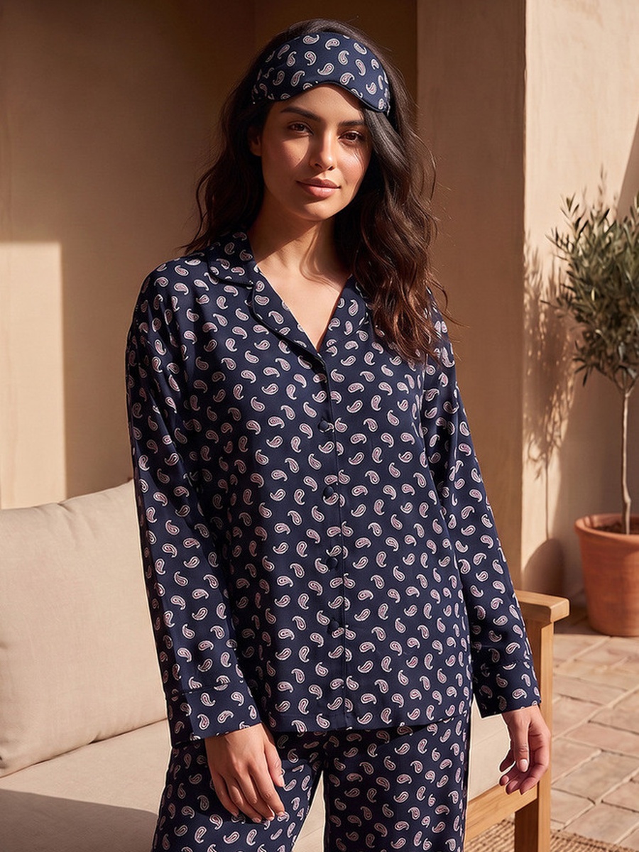 Viscose Paisley Print Shirt and Pyjama Set