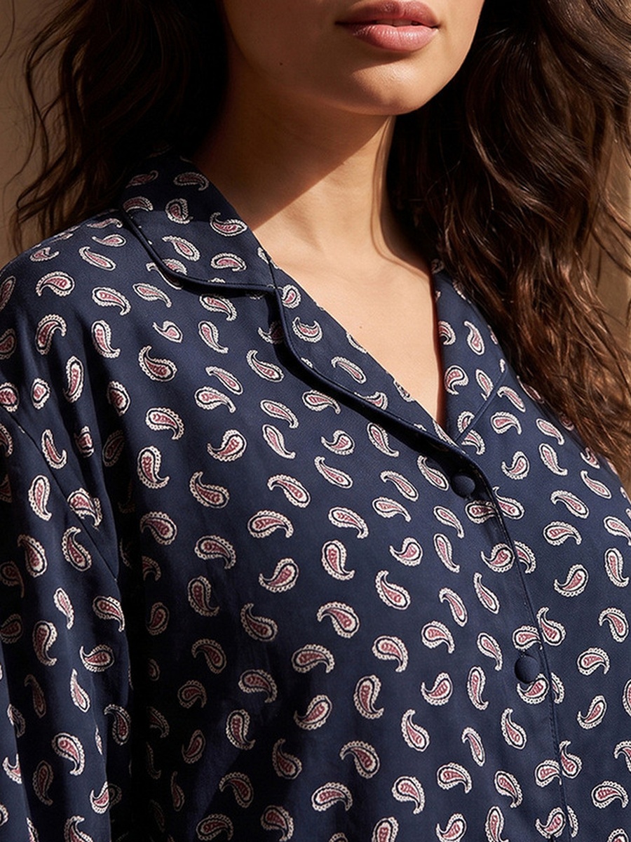Viscose Paisley Print Shirt and Pyjama Set