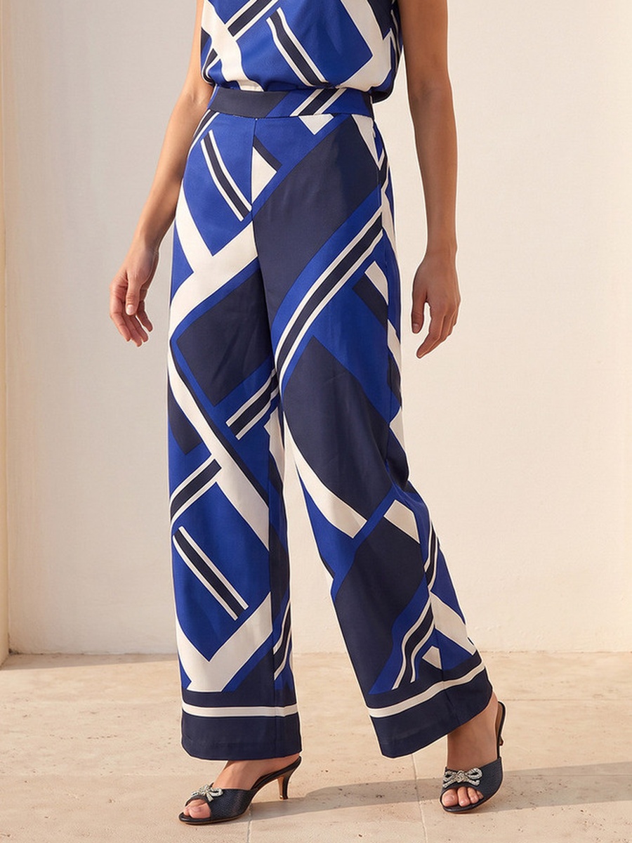 Abstract Print Wide Leg Trousers